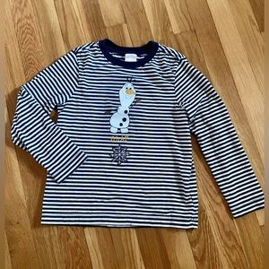 Hanna Andersson Olaf 120 (6-7) Long Sleeve Striped Graphic Shirt